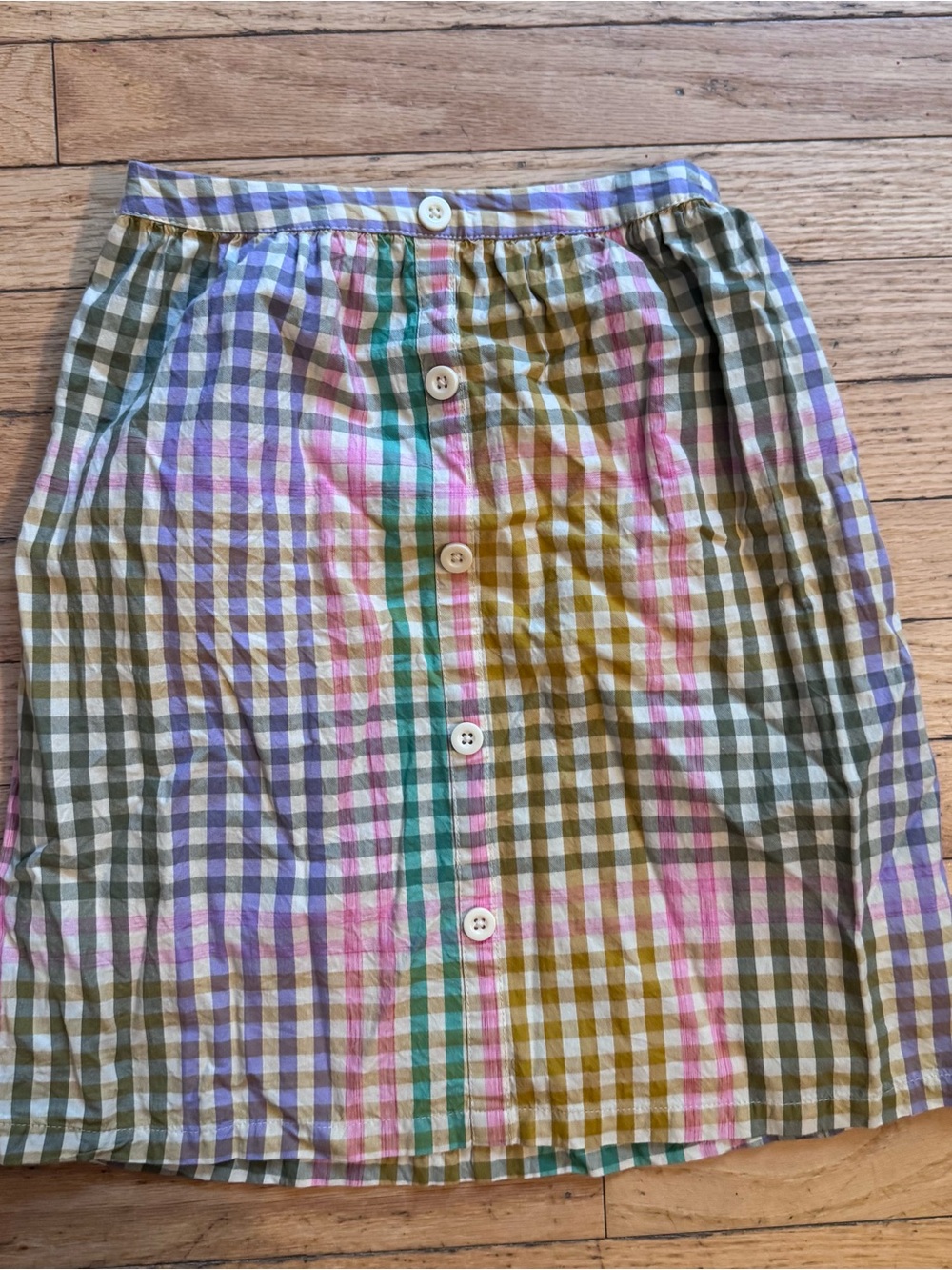 Free Assembly Girl Gingham Plaid Button Front Skirt Multi Color Cotton Size 6/6x